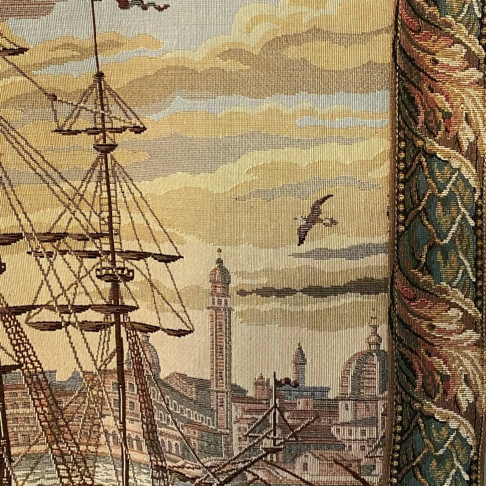 NWT The Galleon Metrax Ship Harbor Tapestry - made in Belgium
